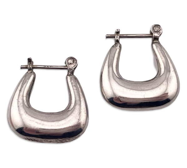 sterling silver u-shape puffy hoop earrings