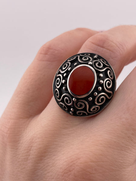 size 7 sterling silver scroll design synthetic jasper ring