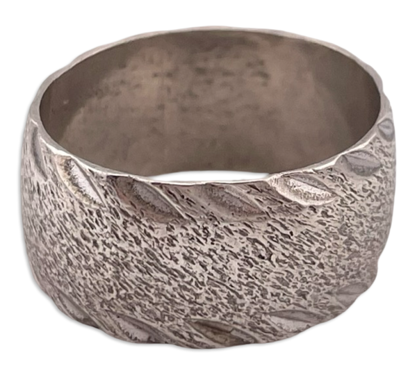 size 6.25 sterling silver textured wide band ring