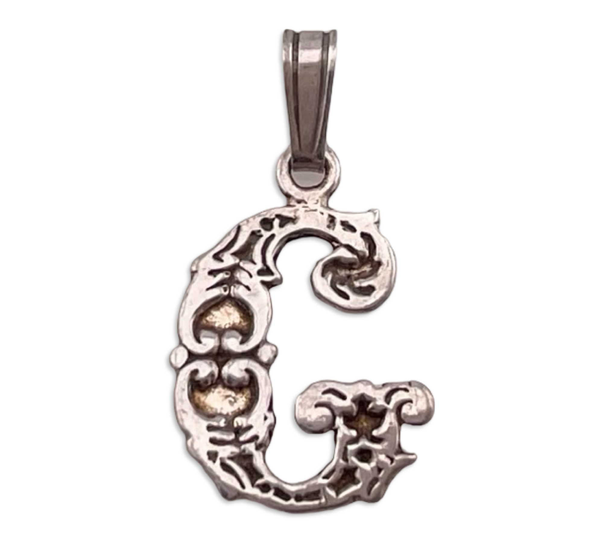 sterling silver letter initial 'G' pendant
