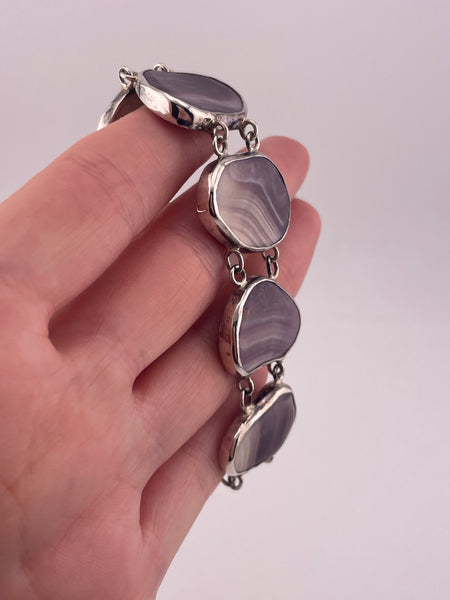 sterling silver 7-1/2" wampum shell bracelet
