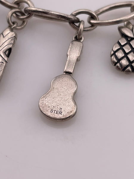 sterling silver designer Na Hoku Hawaii charm link bracelet