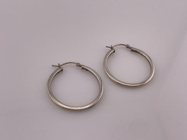 sterling silver simple 1 1/8" hoop earrings