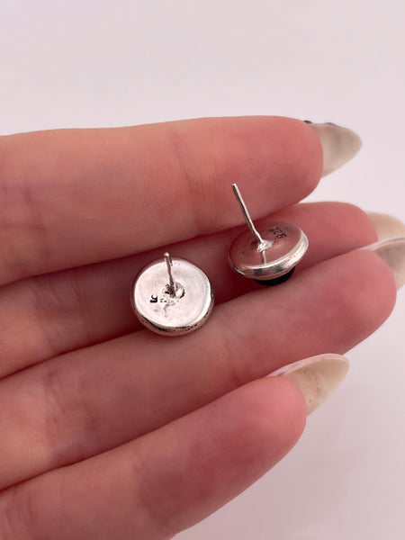 sterling silver round amethyst post earrings