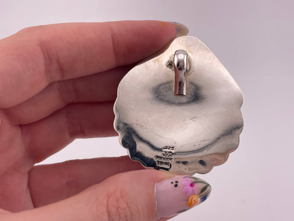 sterling silver 1-3/4" Mexican puffy scallop seashell pendant