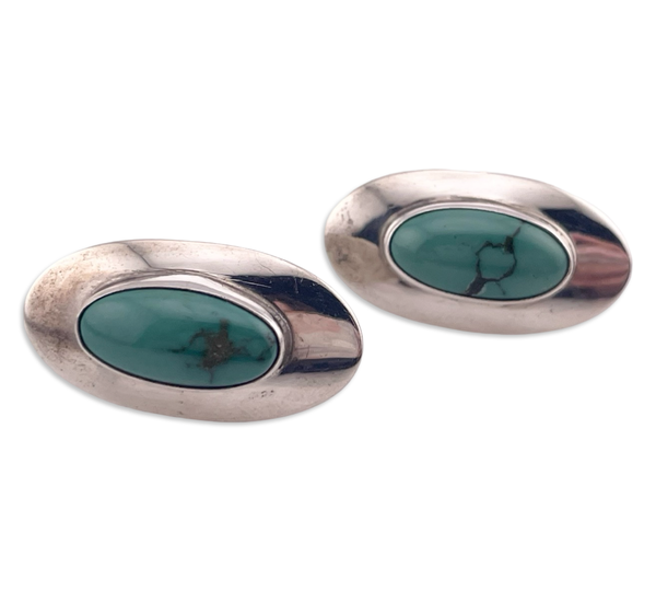 sterling silver turquoise oval post earrings
