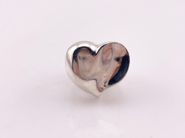 size 7 sterling silver stoneless chunky heavy heart ring