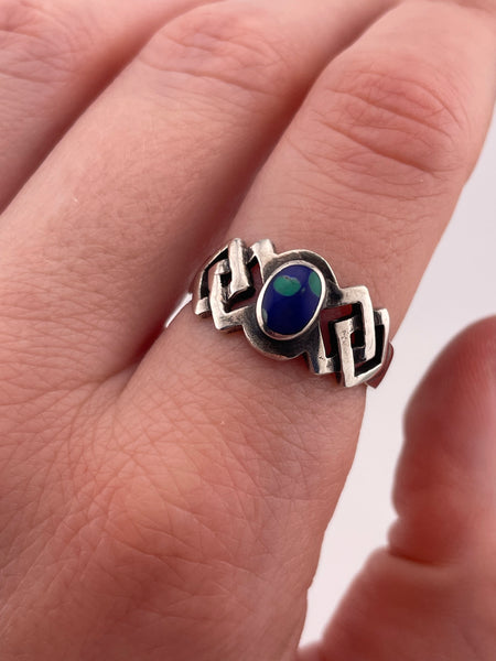 size 8 sterling silver azurite ring