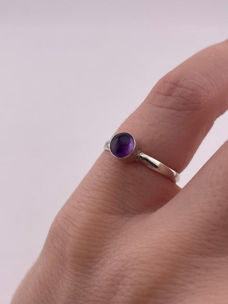size 6.25 sterling silver round amethyst ring
