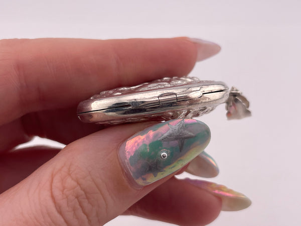 sterling silver woman profile locket pendant