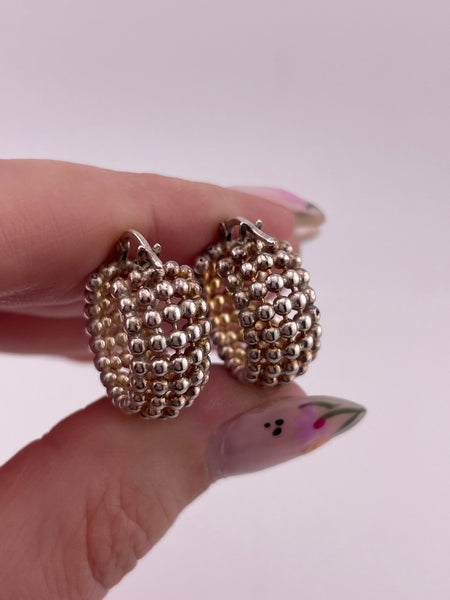 sterling silver 3/4" ball chain hoop earrings