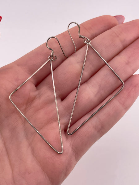 sterling silver triangle hook dangle earrings