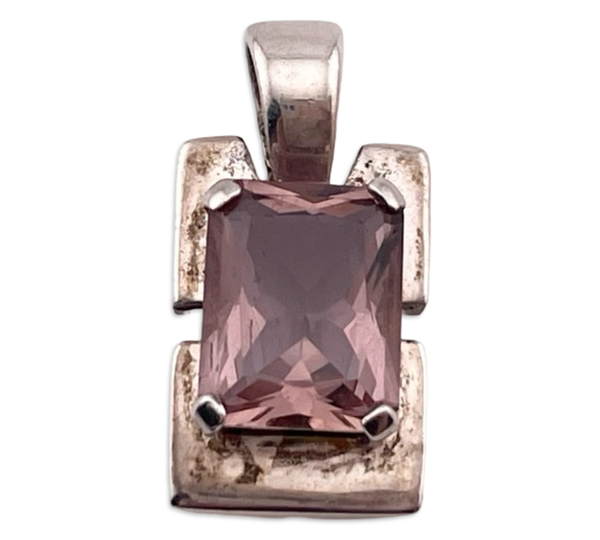 sterling silver faceted glass pendant