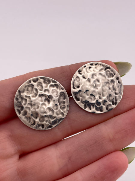 sterling silver hammered textured disc post earrings ***gold posts***