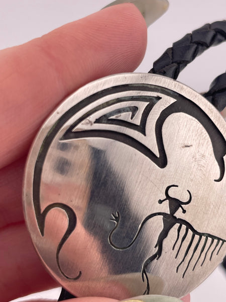 sterling silver bird & figure bolo tie