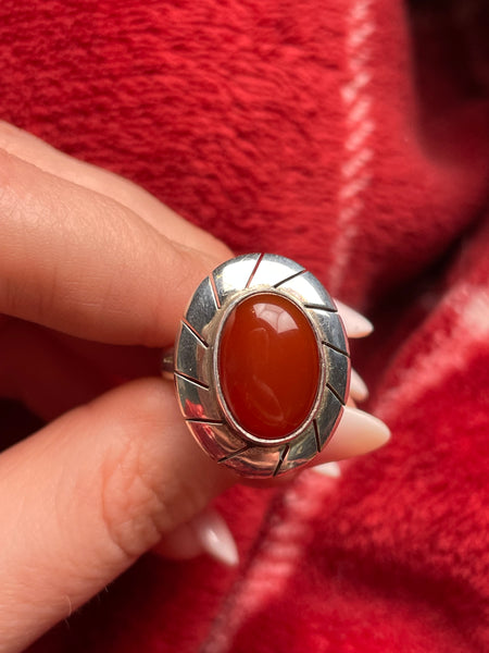 size 7 sterling silver carnelian ring