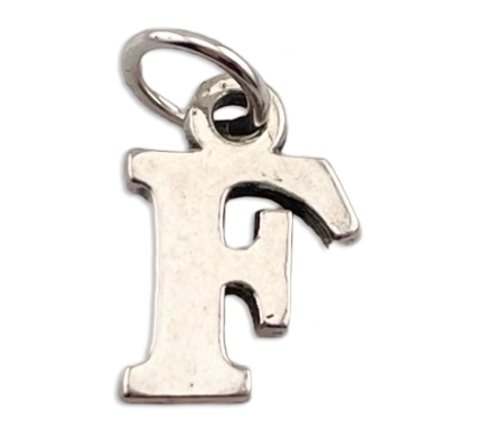 sterling silver 'F' letter initial pendant
