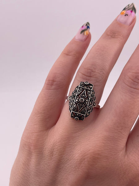 size 7 sterling silver marcasite ring