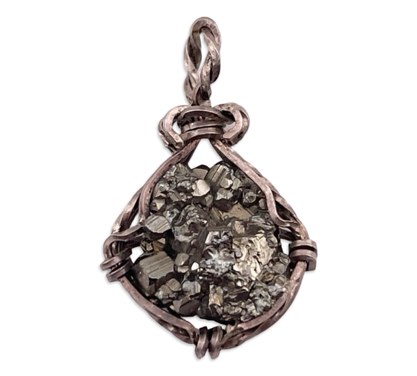 sterling silver wire wrapped pyrite pendant