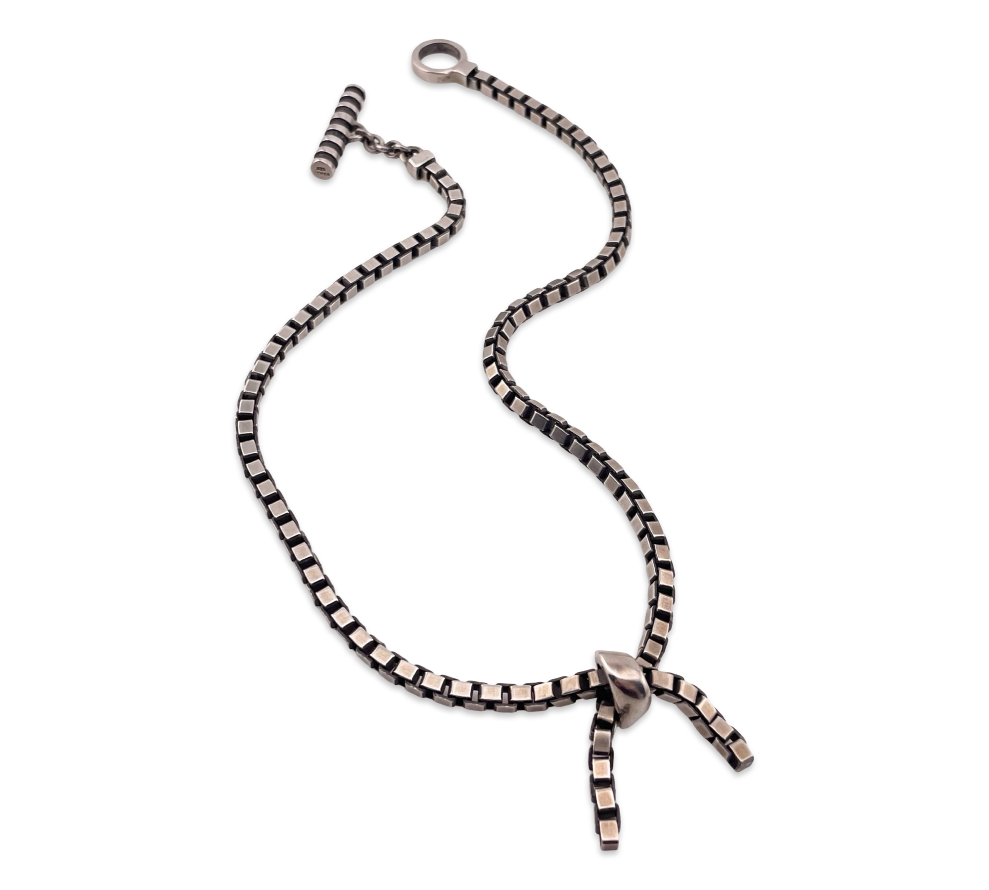 sterling silver Lisa Jenks box chain knot necklace