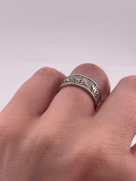 size 6.75 sterling silver rabbit bunny band ring