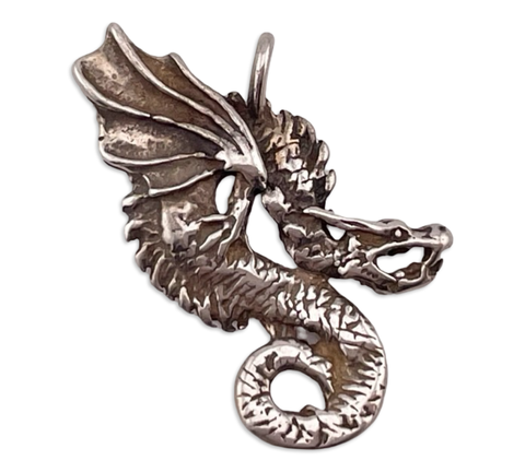 sterling silver double-sided dragon pendant