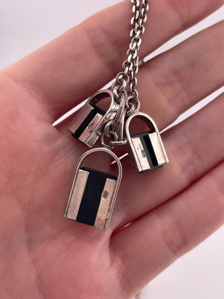 sterling silver multi-amber pendant necklace