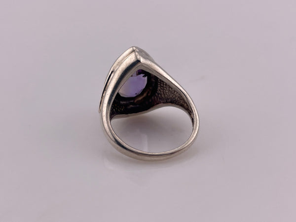 size 7.5 sterling silver faceted pear shaped amethyst ring