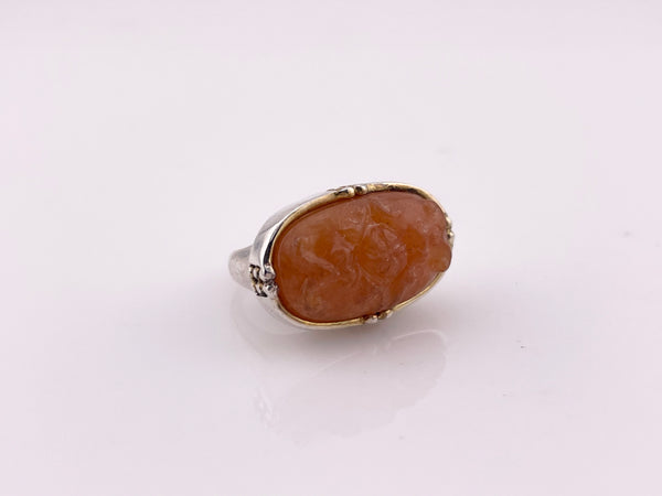 size 6.25 sterling silver carved carnelian ring
