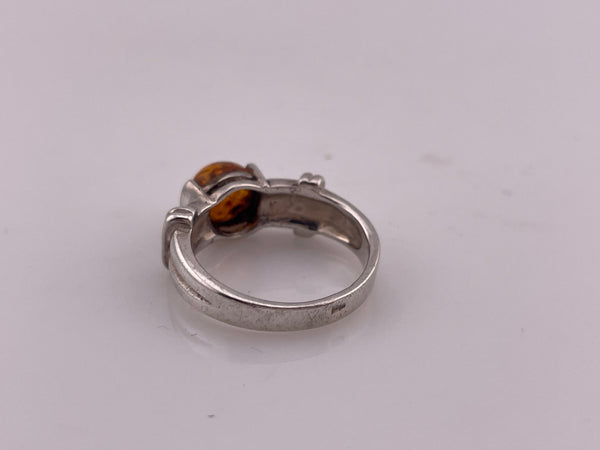 size 7.25 sterling silver round amber ring