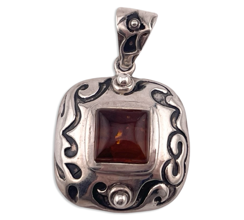 sterling silver Silpada amber pendant