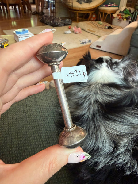 RESERVED PRIVATE LISTING -- sterling silver handmade baby rattle B5