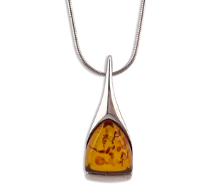 sterling silver amber pendant necklace