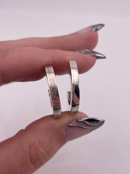 sterling silver 7/8" partial hoop post earrings ***AS IS***