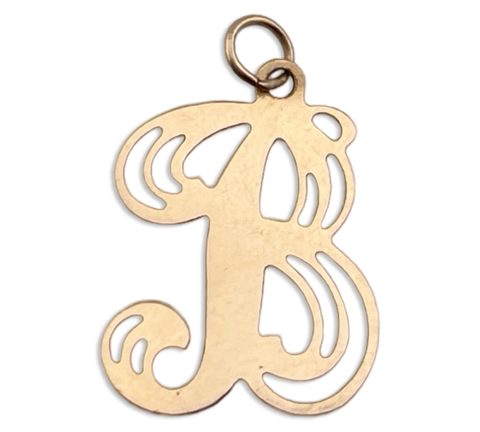 14k yellow gold 'B' letter initial pendant