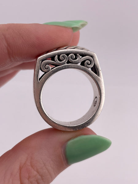 size 8.75 sterling silver very worn stoneless textured scroll ring