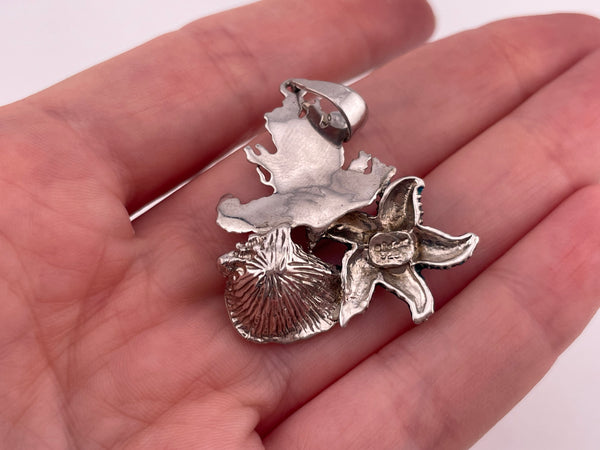 sterling silver resin starfish seashell coral pendant