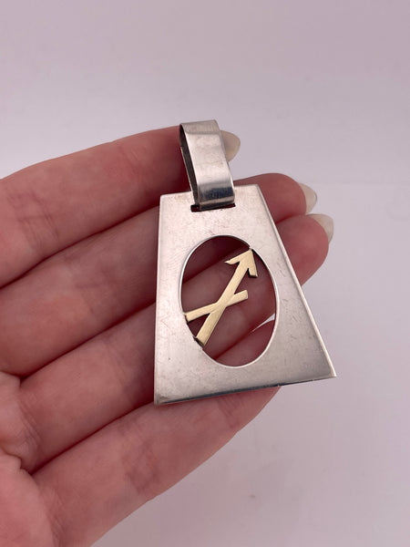 sterling silver & 14k gold 2" Sagittarius the Archer zodiac pendant