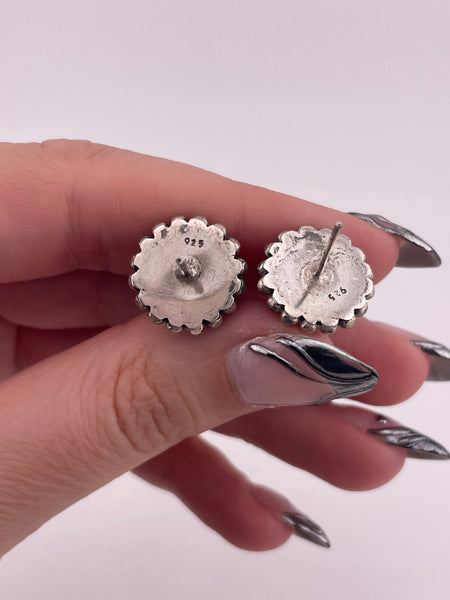sterling silver faux pearl post earrings