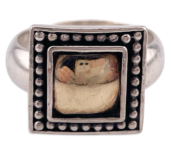 size 7.5 sterling silver gold plated square ring
