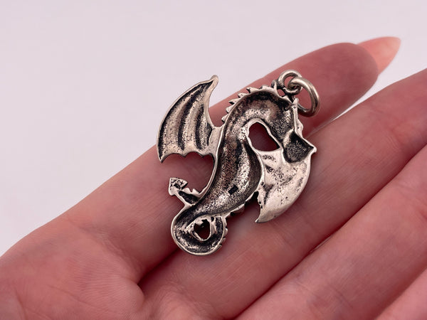 sterling silver dragon wings up pendant
