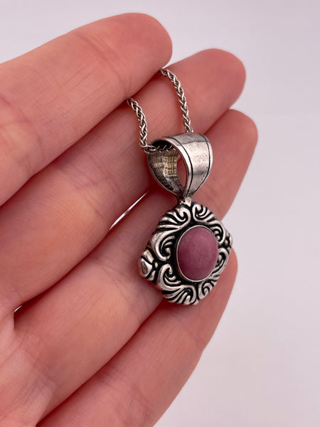 sterling silver rhodonite pendant necklace