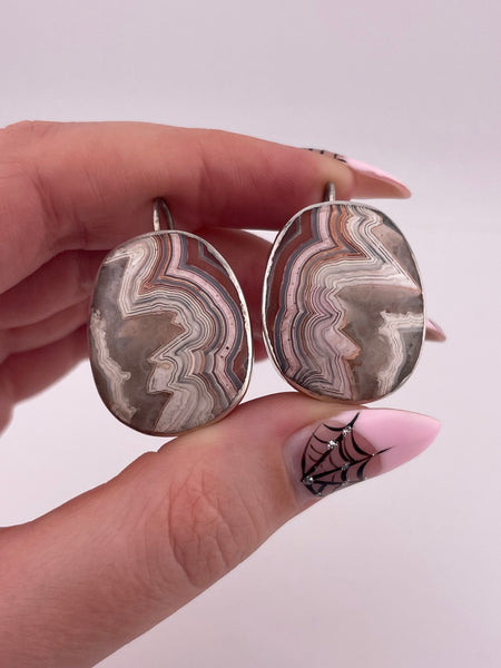 sterling silver artisan agate dangle earrings