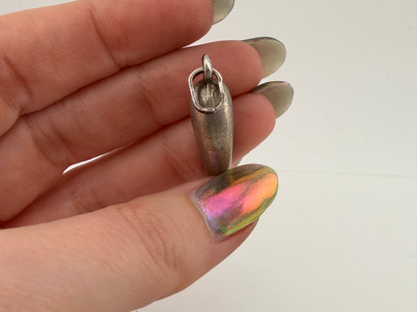 sterling silver large matte brushed finish Italian horn pendant