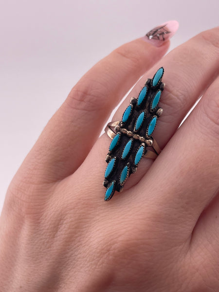 size 5.75 sterling silver turquoise needlepoint ring