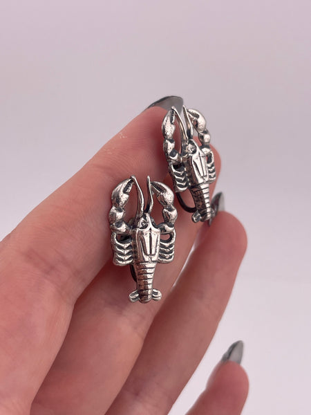 sterling silver rhodium plated lobster screw-back earrings