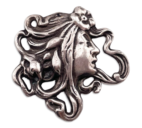 sterling silver Art Nouveau style woman pendant