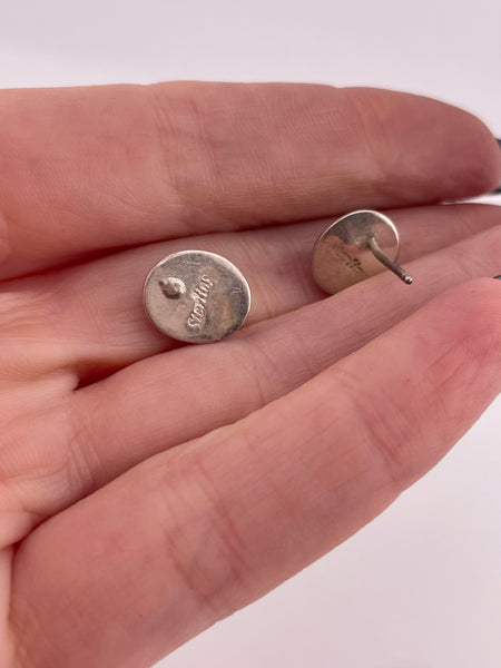 sterling silver small multi-stone inlay post earrings