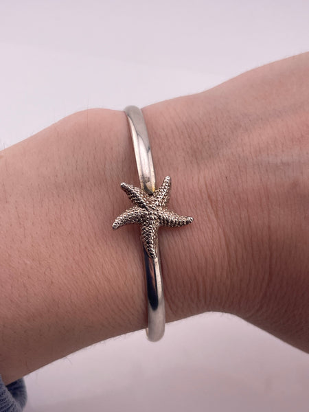 sterling silver 6-7/8" starfish bangle bracelet