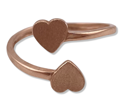size 4.25 14k yellow & rose gold heart bypass ring